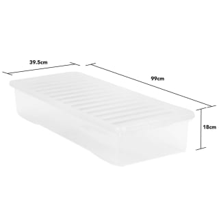 B&M Underbed Storage Box With Lid 55L - Clear