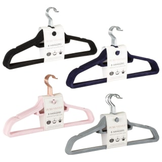 B&M Pure Velvet Hangers 8pk - Grey