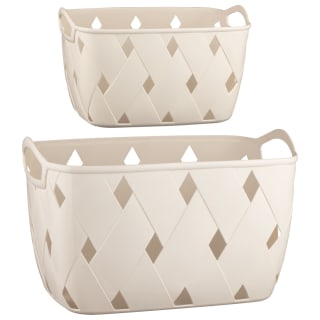 Diamond Embossed Cream Storage Basket - Medium