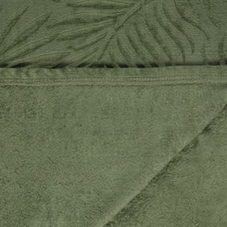 Large Leaf Embossed Green Throw
