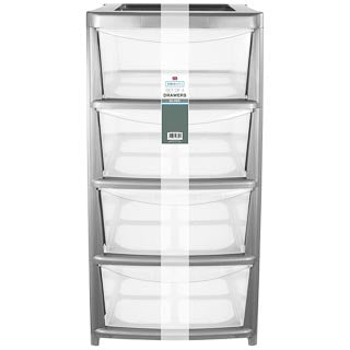 B&M 4 Drawer Silver Storage Unit