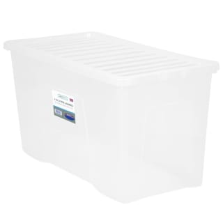 B&M Large Storage Box With Lid 110L - Clear