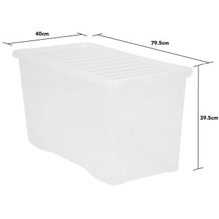B&M Large Storage Box With Lid 110L - Clear