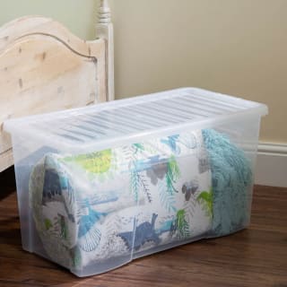 B&M Large Storage Box With Lid 110L - Clear