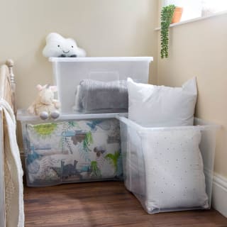 B&M Large Storage Box With Lid 110L - Clear