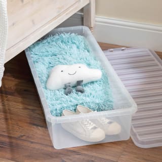 B&M Underbed Storage Box With Lid 55L - Clear