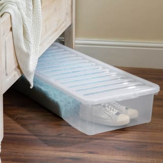 B&M Underbed Storage Box With Lid 55L - Clear