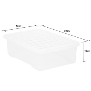 B&M Underbed Clear Storage Box With Lid 32L - Clear