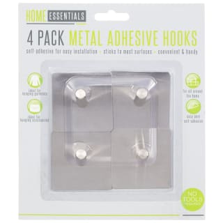 B&M Metal Adhesive Hooks 4pk - Square
