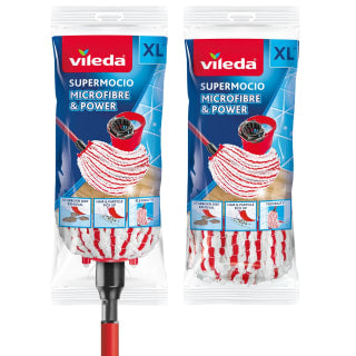  Vileda Supermocio Microfibre & Power Mop + Refill