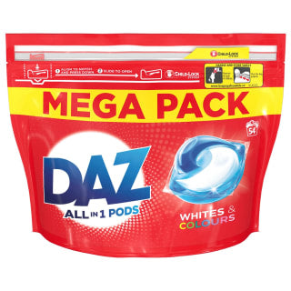  Daz All-in-One Laundry Pods 54pk - Whites & Colours