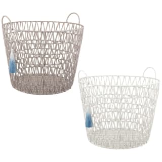 B&M Storage Basket With Tassel - Grey