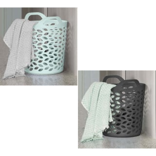 B&M Fleur Pattern Flexi Laundry Basket 53L - Charcoal