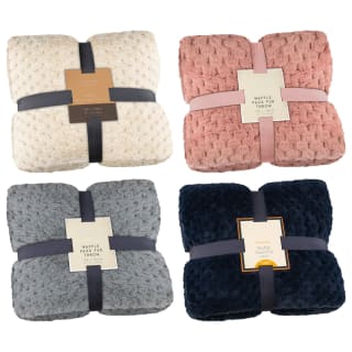 B&M Waffle Faux Fur Throw - Navy