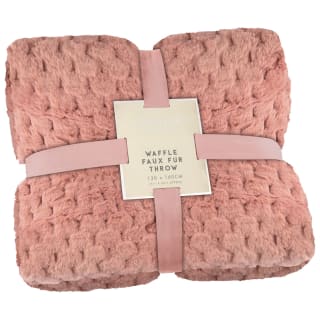  Heritage Collection Waffle Faux Fur Throw - Blush