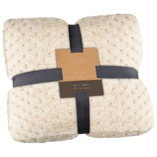  Waffle Faux Fur Throw - Cream