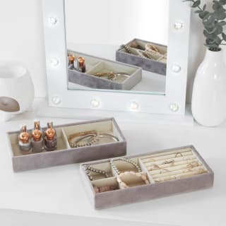 B&M Velvet Storage Organiser 2pk - Grey