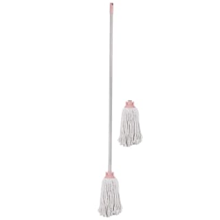 B&M Coloured Cotton Mop With Refill Head - Blush & Grey