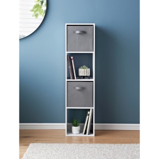  Lokken Tall 4 Cube Storage Unit With 2 Baskets - White