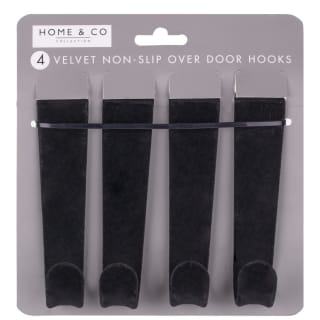 B&M Velvet Overdoor Hooks 4pk - Black