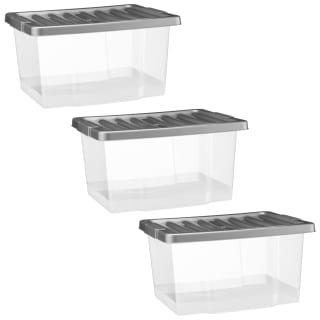 B&M Clear Storage Boxes With Lids 3pk 20L