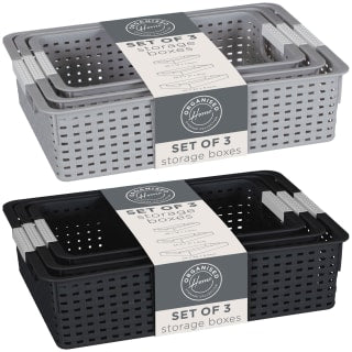 B&M Set Of Three Storage Baskets - Black