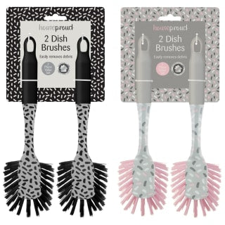 B&M Printed Dish Brushes 2pk - Grey