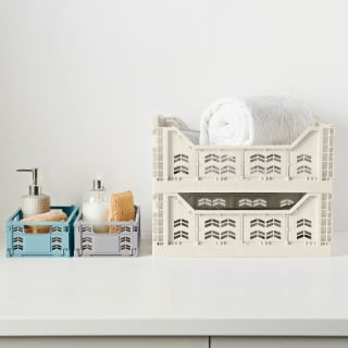  Mini Stacking Fold Flat Crate 22.2 X 15 X 8.7cm - Teal