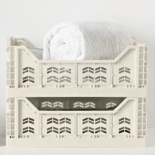  Midi Stacking Fold Flat Crate 30.6 X 20.5 X 12.6cm - Cream