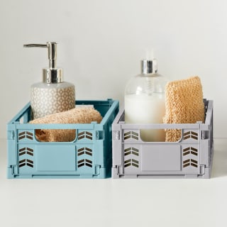  Mini Stacking Fold Flat Crate 22.2 X 15 X 8.7cm - Teal