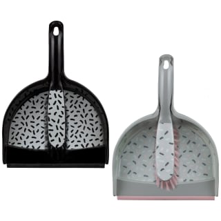 B&M Printed Dustpan And Brush - Grey