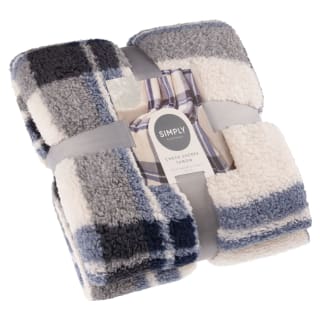  Simply Everyday Check Sherpa Throw - Navy