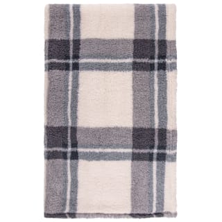  Simply Everyday Check Sherpa Throw - Grey