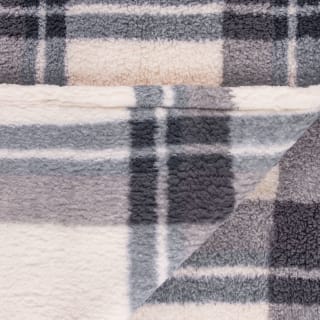  Simply Everyday Check Sherpa Throw - Grey