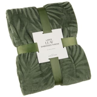 Large Leaf Embossed Green Throw