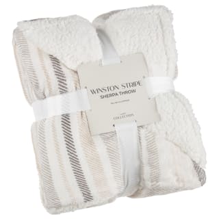  Winston Grey Stripe Sherpa Throw