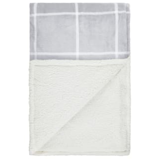  Winston Grey Check Sherpa Throw