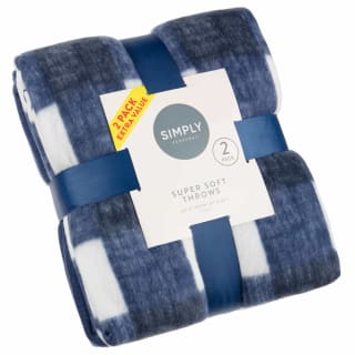  Simply Navy & Gingham Polar Fleece Throw 2pk