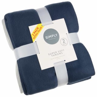  Simply Navy & Grey Polar Fleece Throw 2pk