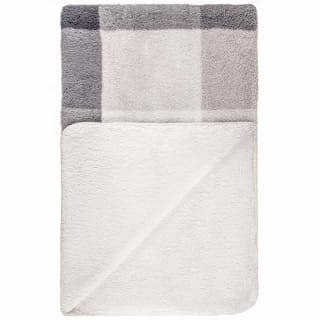  Grey Check Sherpa Throw