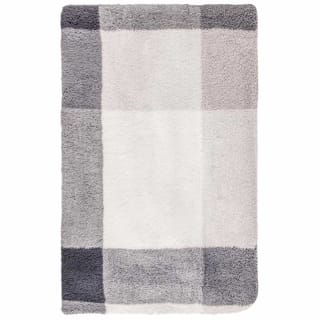  Grey Check Sherpa Throw