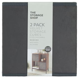  Lokken Velvet Storage Cubes 2pk - Grey