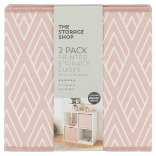  Lokken Printed Storage Cubes 2pk - Pink Diamond