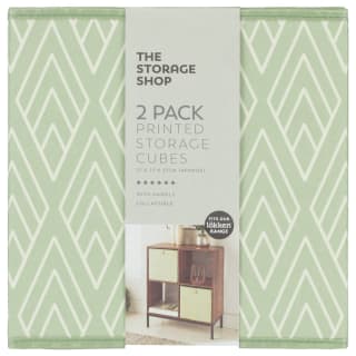  Lokken Printed Storage Cubes 2pk - Sage Diamond