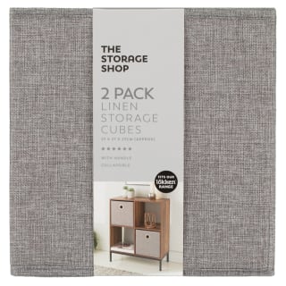  Lokken Linen Storage Cubes 2pk - Grey