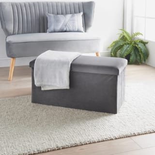 B&M Velvet Storage Box - Grey