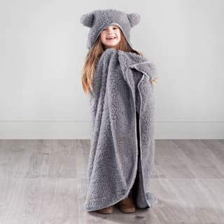  Simply Kids Hooded Sherpa Blanket - Grey