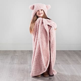  Simply Kids Hooded Sherpa Blanket - Blush