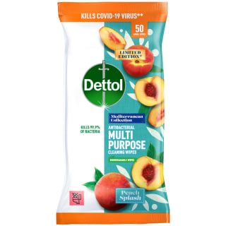  Dettol Anti-Bacterial Multi Purpose Wipes 50pk - Peach Splash